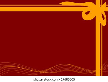 vector - gold holiday bow on red background