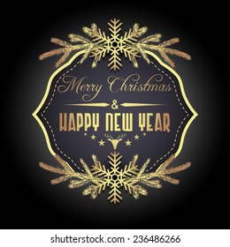 Vector gold holiday label, background illustration