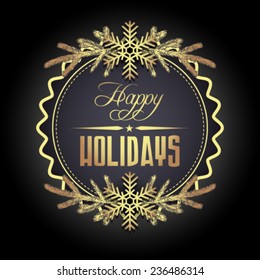 Vector gold holiday label, background illustration
