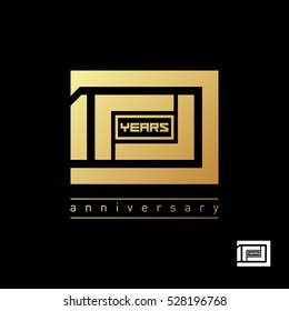 Vector gold illustration. Sign 10 style. Isolated perfect quality badge "ten" logo template. Creative and modern symbol for company identity, advertising, poster, leaflet, banner, web and flyer.