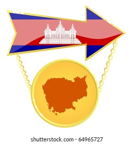 Vector Gold Index with a map of Cambodia