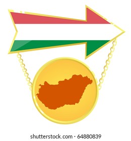 Vector Gold Index with a map of Hungary