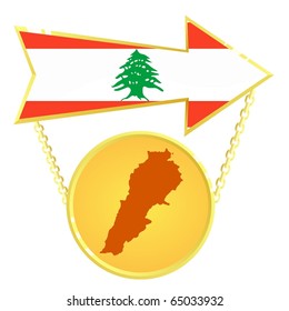 Vector Gold Index with a map of  Lebanon