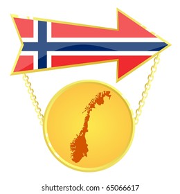 Vector Gold Index with a map of Norway