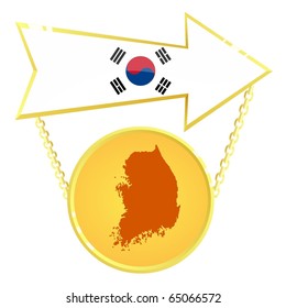Vector Gold Index with a map of Republic of Korea