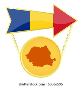 Vector Gold Index with a map of Romania