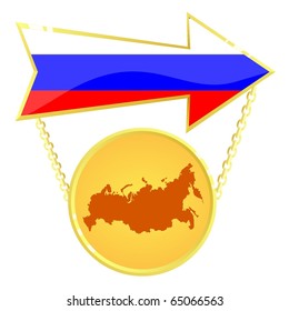 Vector Gold Index with a map of Russia