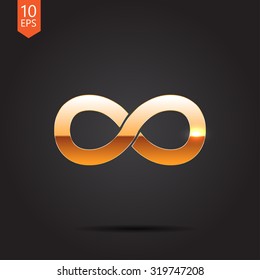 Vector Gold Infinity Icon On Dark Stock Vector (Royalty Free) 319747208