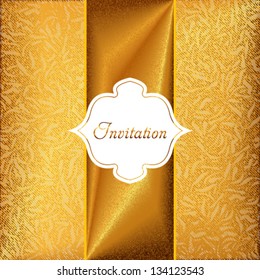 Vector gold invitation card with ornament motif background. Perfect as invitation or announcement.