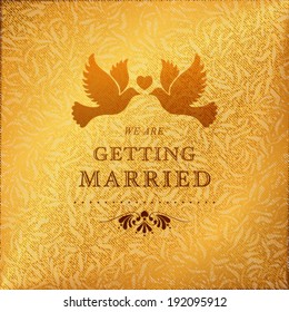 Vector gold invitation card with ornament motif background. Perfect as invitation or announcement.