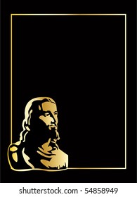 the vector gold jesus on black background