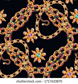 Vector Gold Jewelry Seamless Pattern