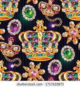 Vector Gold Jewelry Seamless Pattern