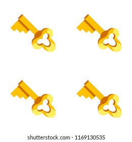 Vector gold key seamless pattern