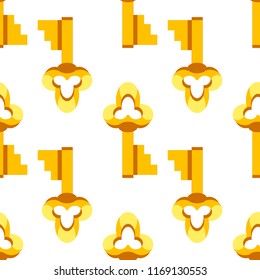 Vector gold key seamless pattern
