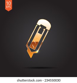 Vector gold knife icon isolated on dark background. Eps10