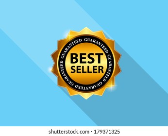 Vector Gold Label with Red Ribbon.