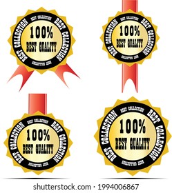 Vector gold labels isolated on white background. Sale promotion, website stickers,can used as new offer badge collection. Flat badges discount and tags. Best quality tags. Vector illustration.