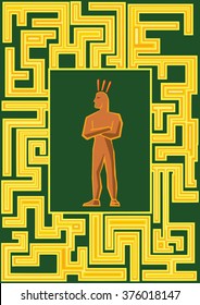 vector gold labyrinth frame for photo and pictures