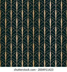 Vector gold lattice, art deco dark repeat pattern