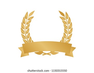 Vector gold laurel. Laurel wreath award and golden ribbon.