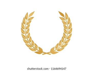 Vector gold laurel. Laurel wreath award and golden ribbon.