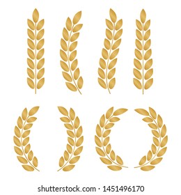 Vector gold laurel. Laurel wreath award and golden ribbon. Award signs with laurel wreath
