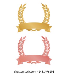 Vector gold laurel. Laurel wreath award and golden ribbon.