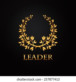 Vector gold laurel wreath. Leaves pattern.