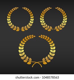 Vector gold laurel wreath set.