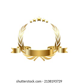 Vector gold laurel wreath.Laurel wreath with golden ribbon.