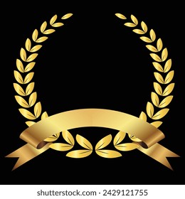 Vector gold laurel wreath.Laurel wreath with golden ribbon.