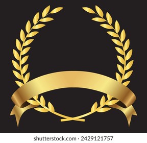 Vector gold laurel wreath.Laurel wreath with golden ribbon.