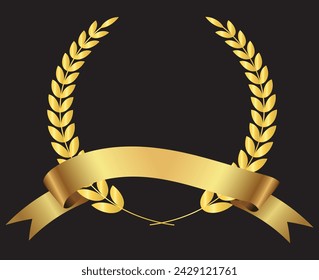 Vector gold laurel wreath.Laurel wreath with golden ribbon.