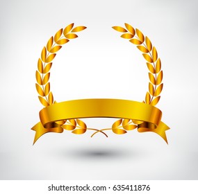 Vector gold laurel wreath.Laurel wreath with golden ribbon.
