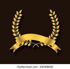 Vector gold laurel wreath.Laurel wreath with golden ribbon.