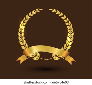 Vector gold laurel wreath.Laurel wreath with golden ribbon.