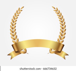 Vector gold laurel wreath.Laurel wreath with golden ribbon.