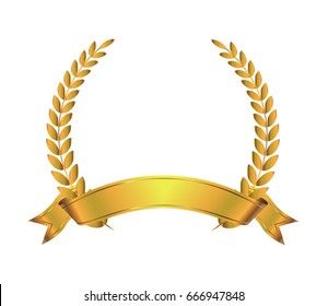 Vector gold laurel wreath.Laurel wreath with golden ribbon.