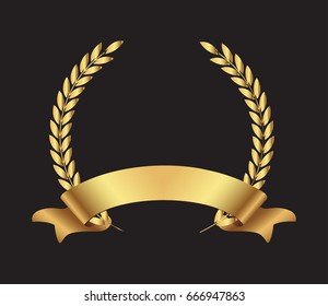 Vector gold laurel wreath.Laurel wreath with golden ribbon.