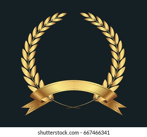 Vector gold laurel wreath.Laurel wreath with golden ribbon.