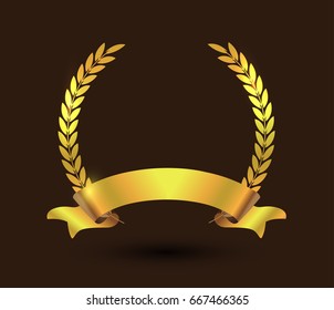 Vector gold laurel wreath.Laurel wreath with golden ribbon.