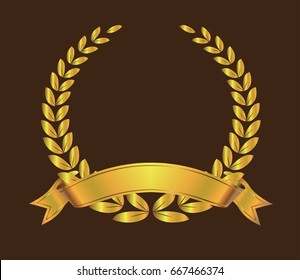 Vector gold laurel wreath.Laurel wreath with golden ribbon.