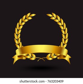 Vector gold laurel wreath.Laurel wreath with golden ribbon.