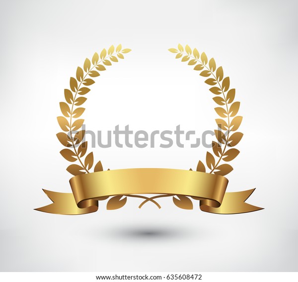 Vector gold laurel wreath.Laurel wreath with\
golden ribbon.