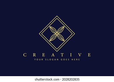 vector gold leaf emblem in which abstract image of rhombus in elegant style