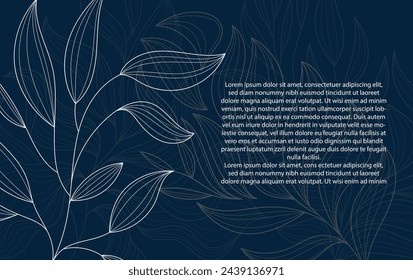 Vector gold leaves luxury golden floral covers Line leaves and flowers nature