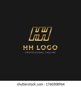 Vector Gold Letter HH logo templates isolated on white black background. Modern Linked Design. 