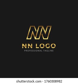 Vector Gold Letter NN logo templates isolated on white black background. Modern Linked Design. 