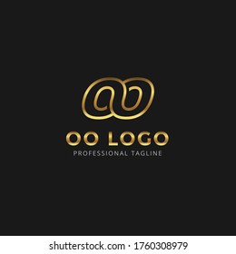 Vector Gold Letter OO logo templates isolated on white black background. Modern Linked Design. 